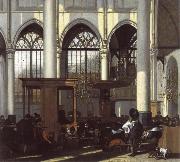 WITTE, Emanuel de The Interior of the Oude Kerk,Amsterdam,During a Sermon oil painting artist